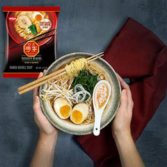 NISSIN RAOH close-up of air-dried noodles texture — demonstrates firm, springy bite