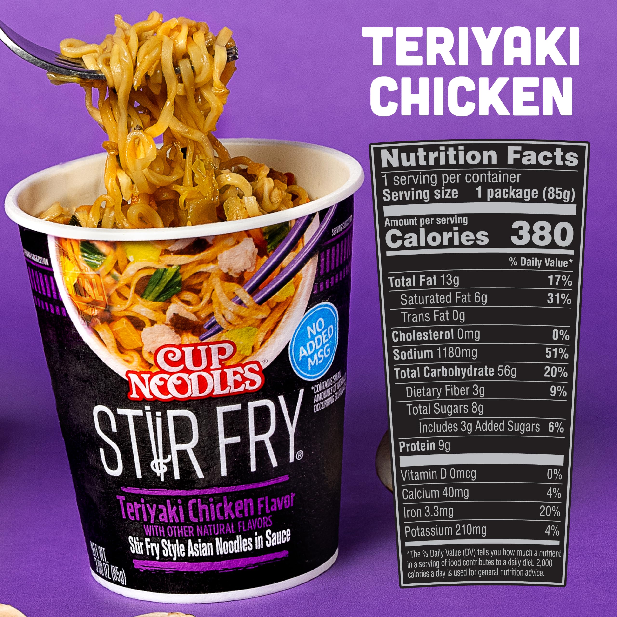 NISSIN sauce coating detail illustrating rich teriyaki flavor coverage