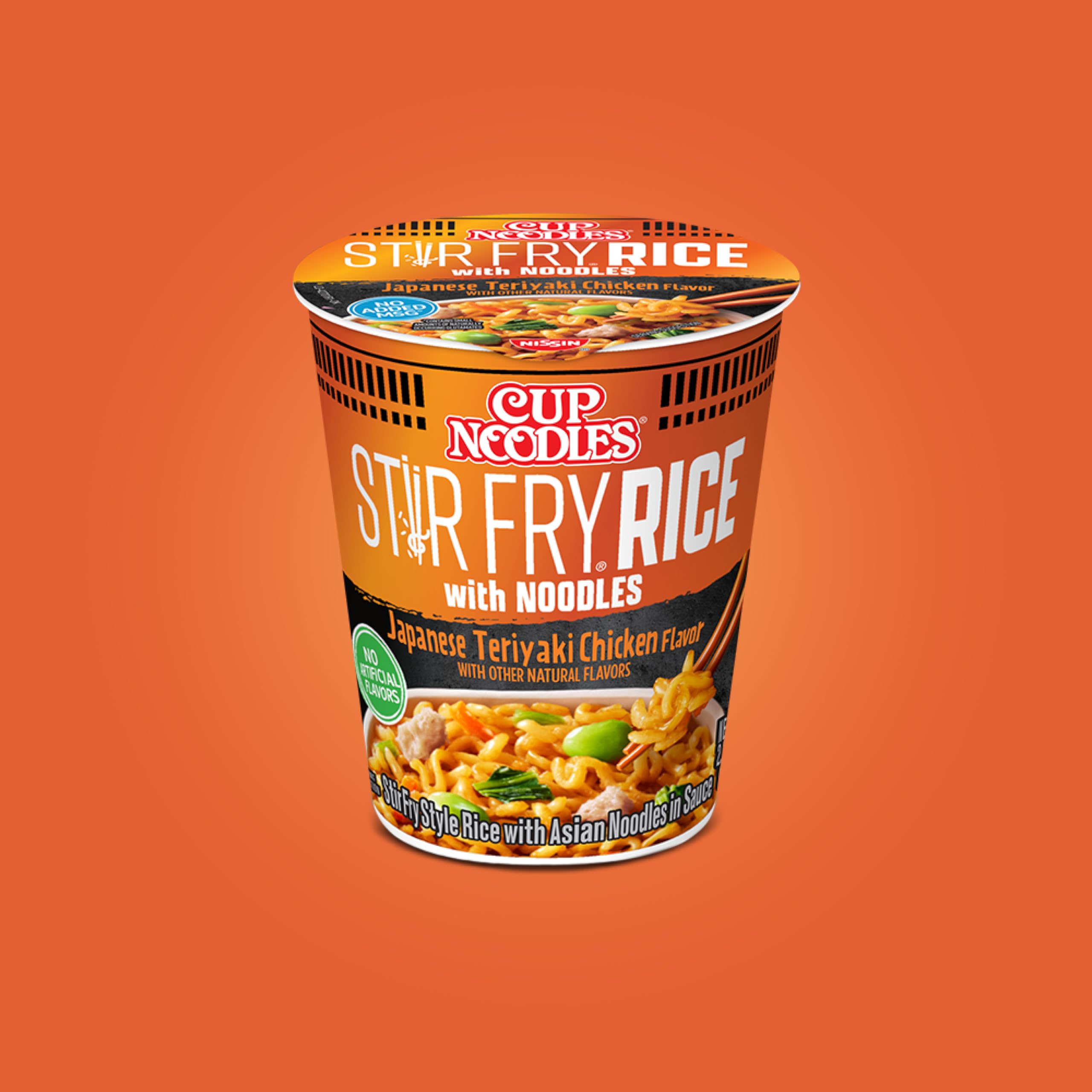 NISSIN cup next to spoon for scale, single-serve portion clarity