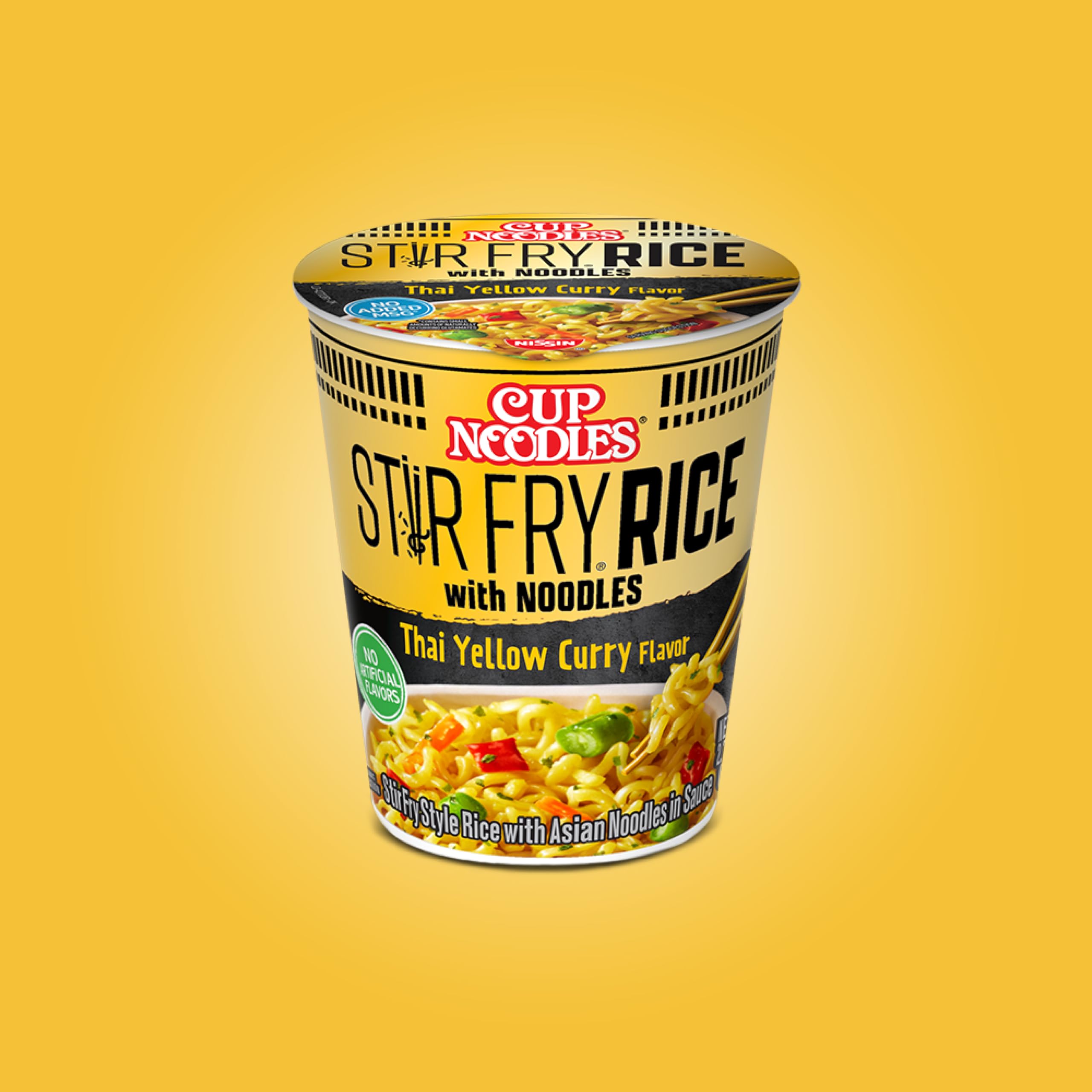 NISSIN cup beside a ruler showing 2.61 oz single-serve portion size advantage