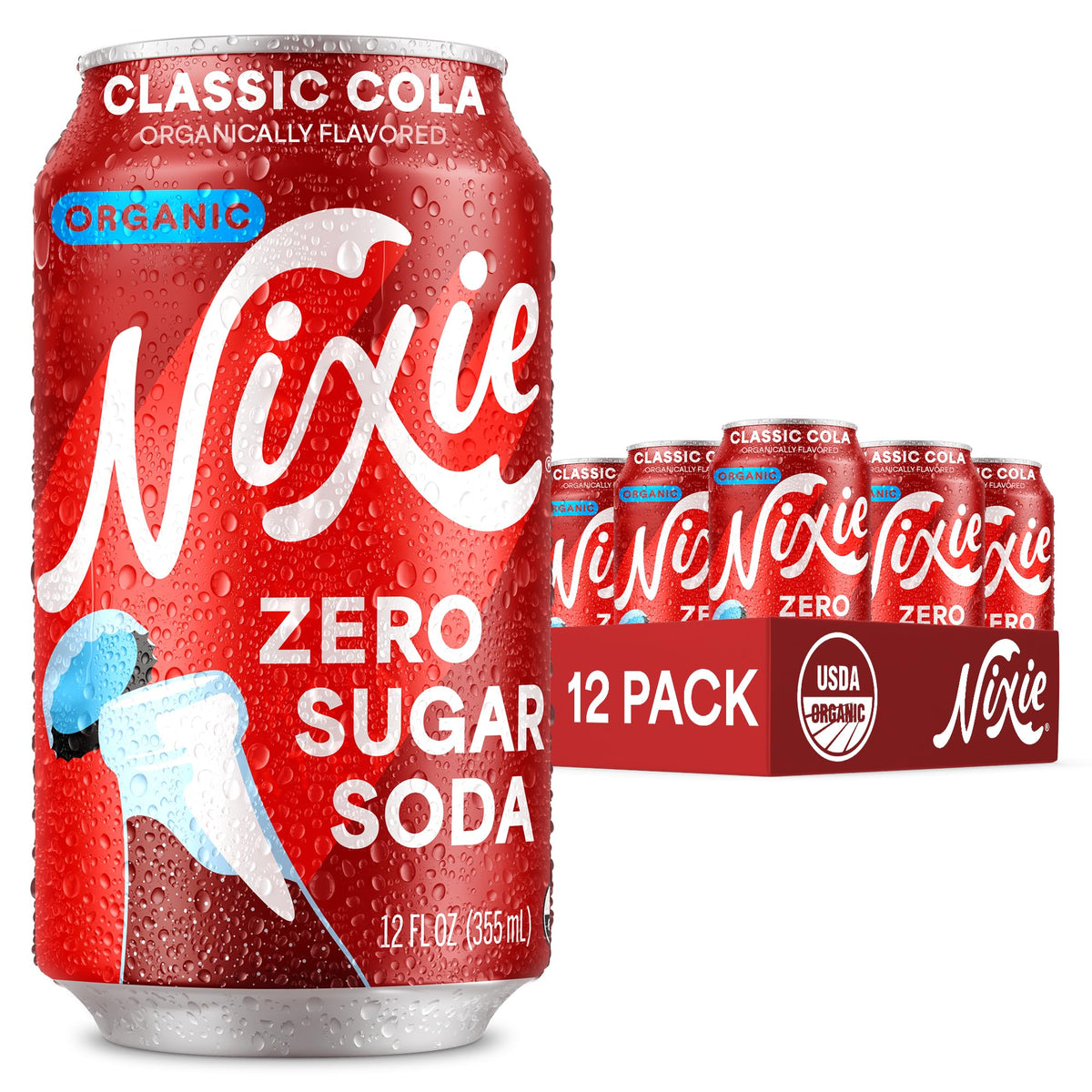 Nixie classic cola front packaging showing brand and organic badge