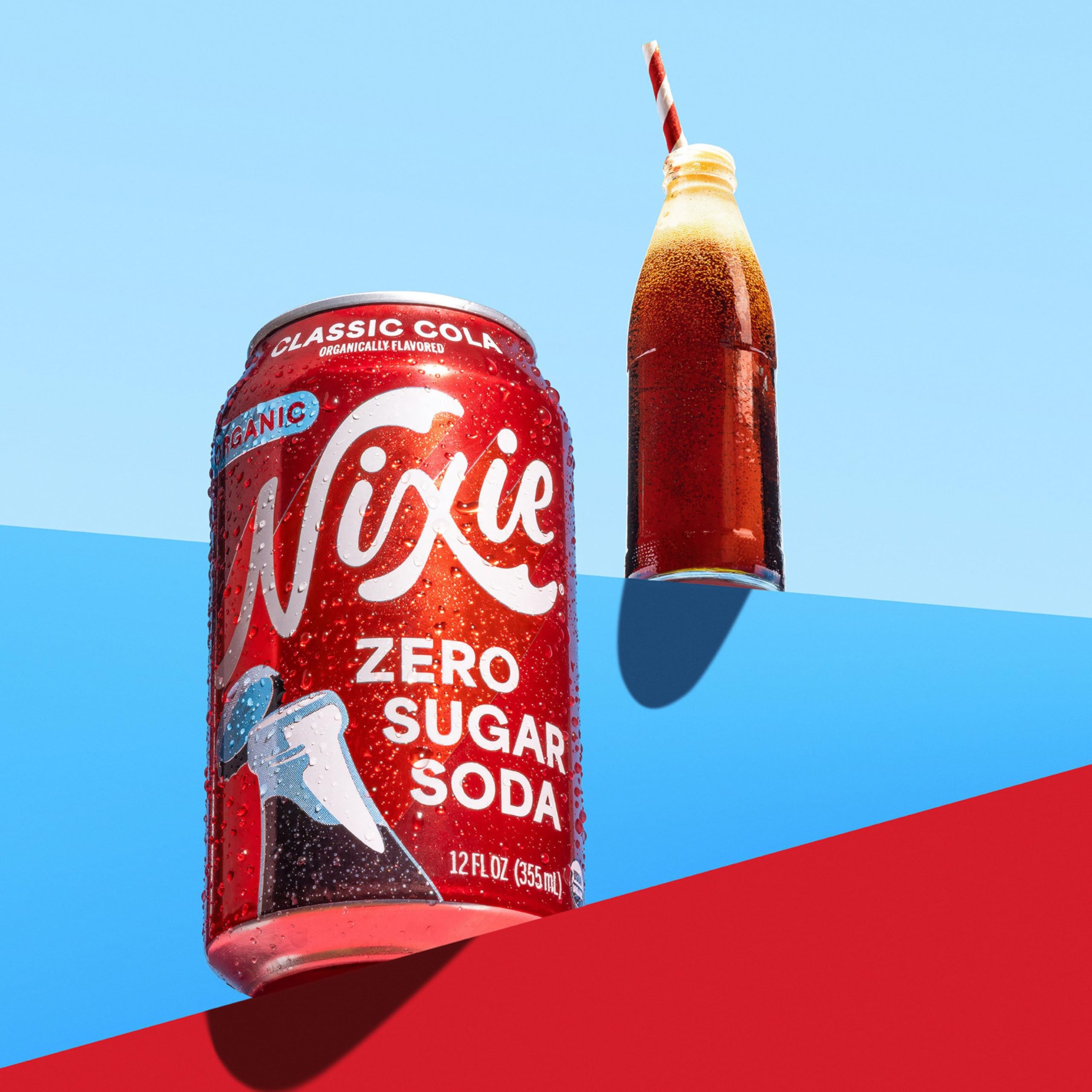 Nixie classic cola nutrition label and USDA Organic seal visible