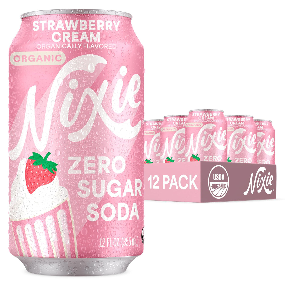 Nixie front packaging of Strawberry Cream showing vibrant can and flavor appeal