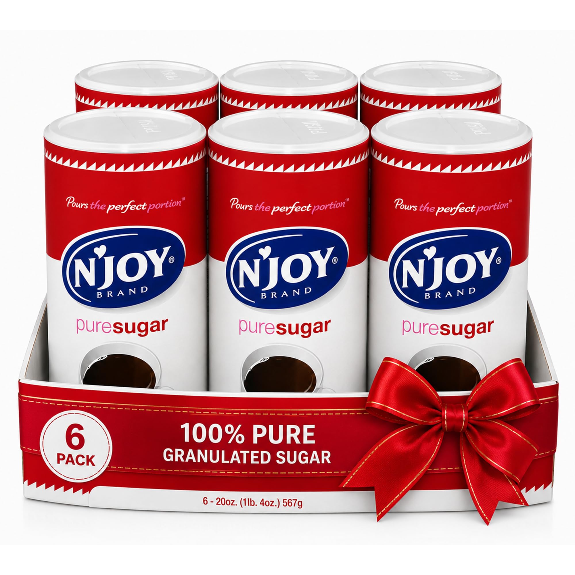 N'Joy canister front view showing label and easy-access benefit
