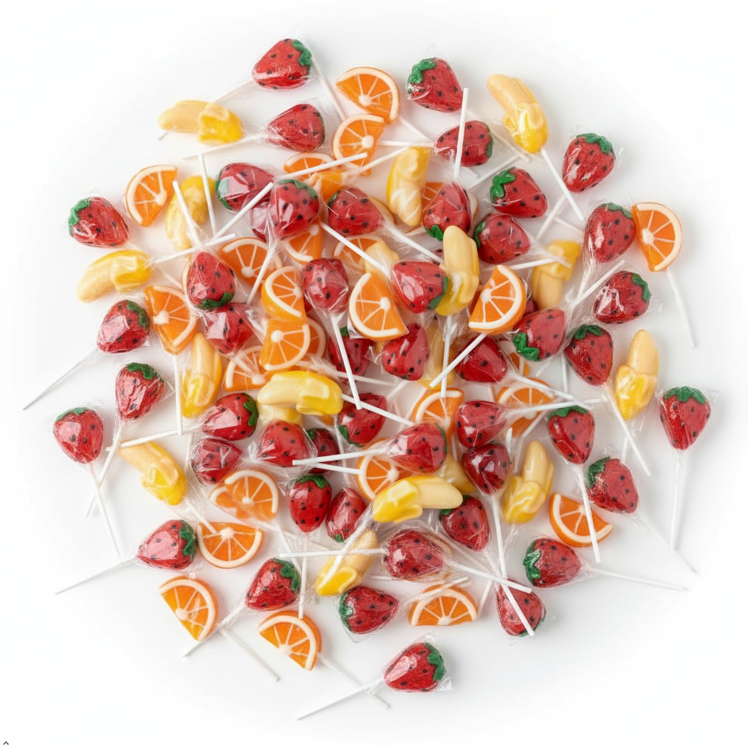 NLS Candy Co. assortment of banana lollipops grouped for variety and appeal