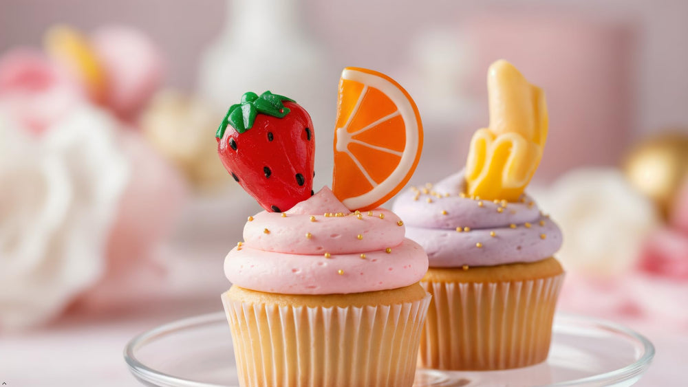 NLS Candy Co. lollipop used as cupcake topper adding playful dessert decoration