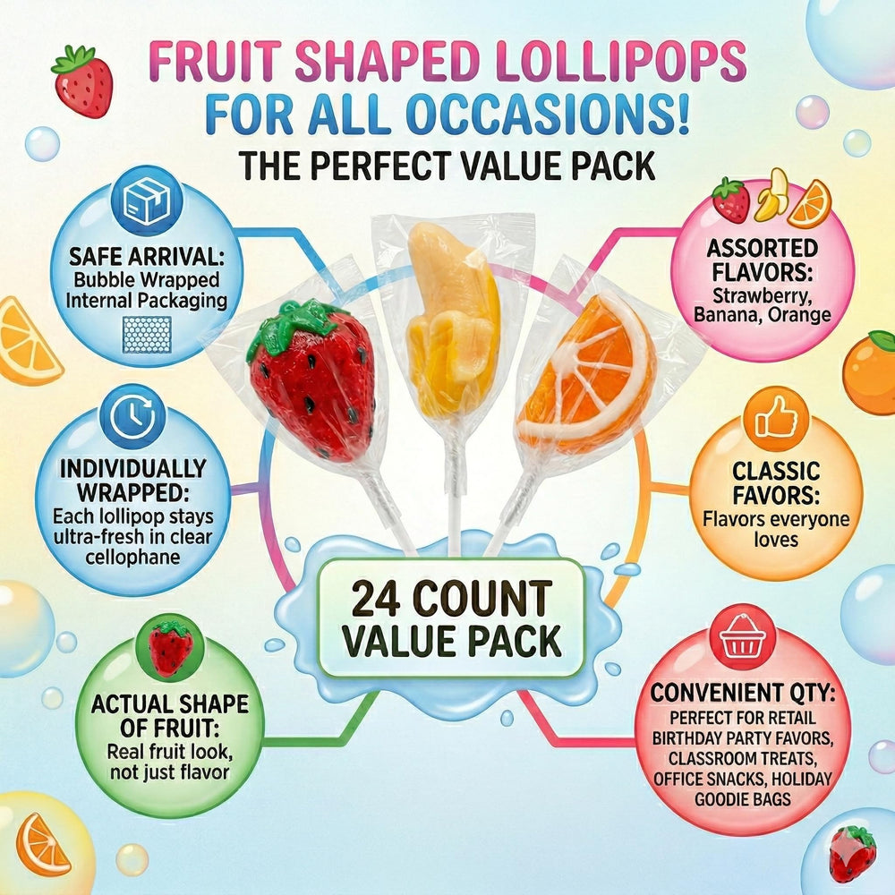 NLS Candy Co. orange-shaped lollipop side view showing realistic shape and fun