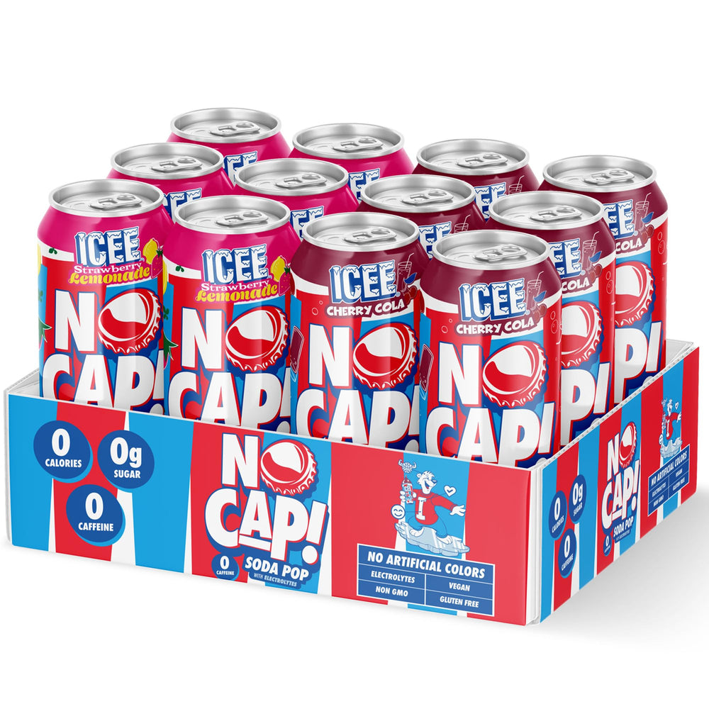NO CAP! close-up of nutrition panel and claims communicating zero sugar, calories, and caffeine