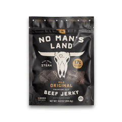 No Mans Land front packaging 14oz showing bold brand and size, clear product benefit