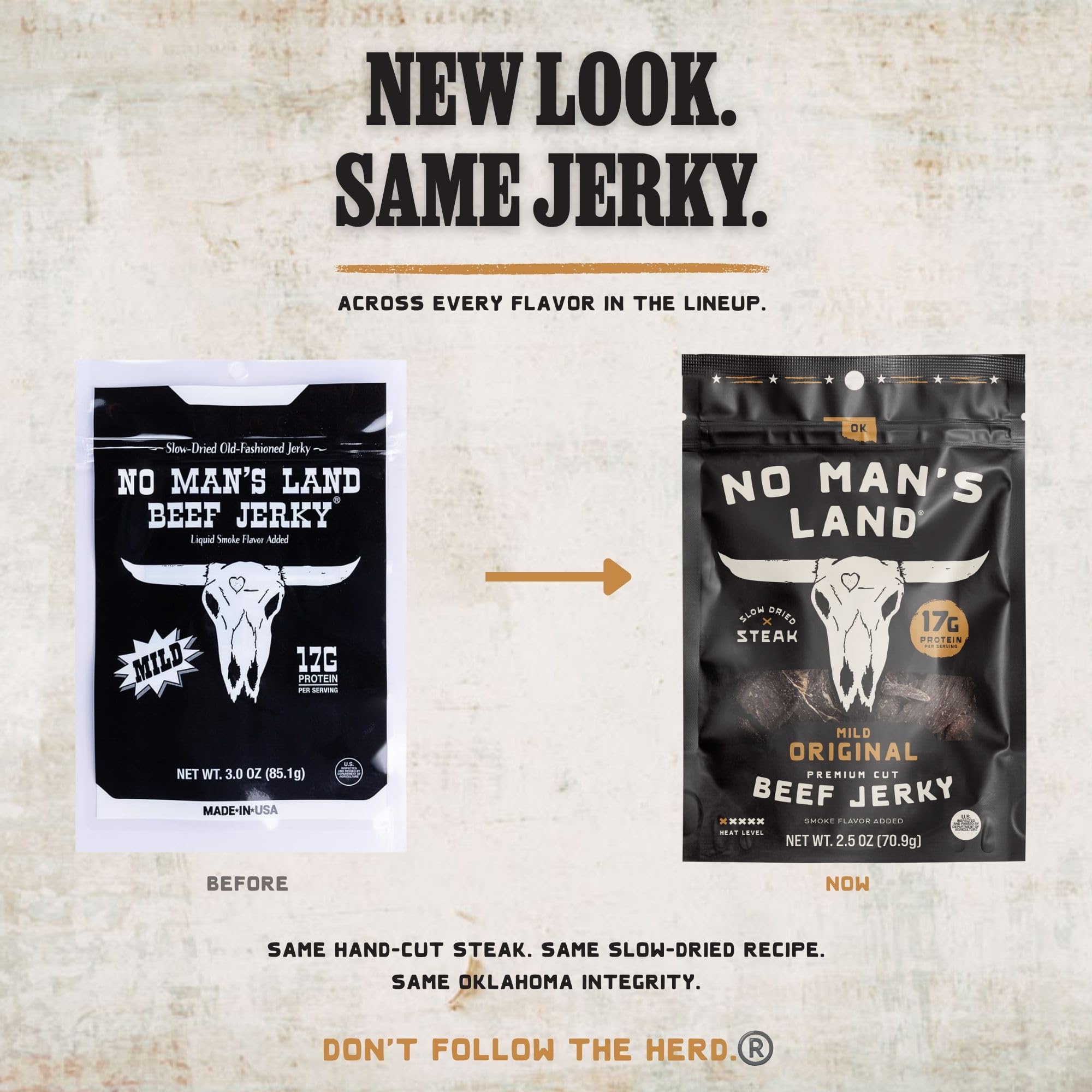 No Mans Land ingredient label readability shows simple clean-label benefit