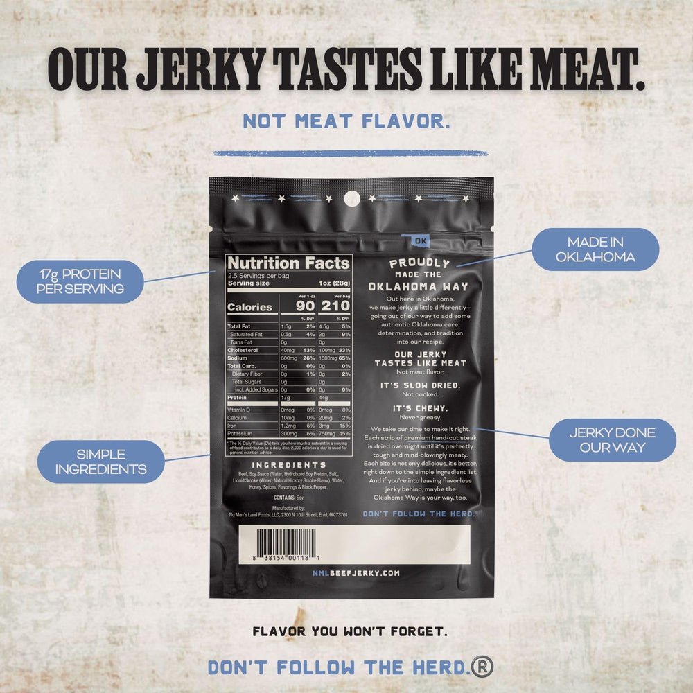 No Mans Land beef jerky piled in jar for easy storage and quick protein access