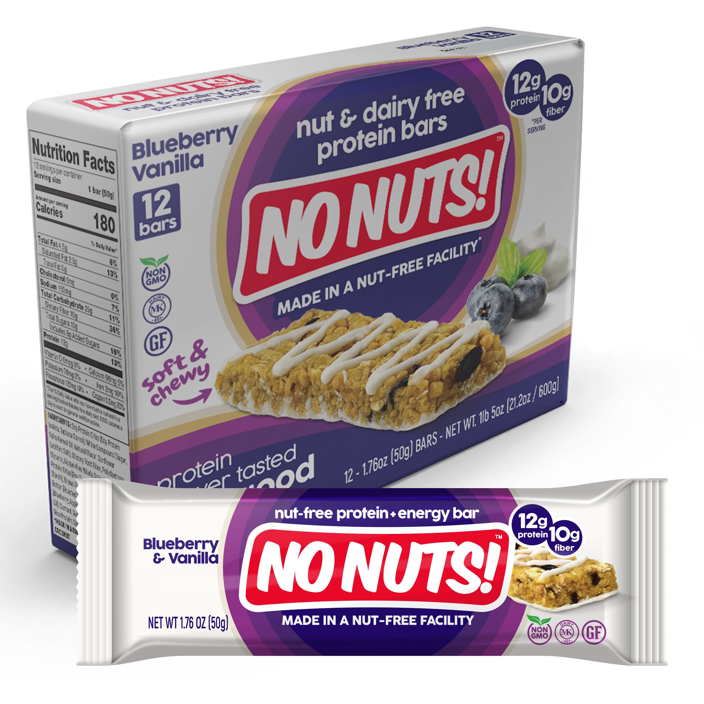 No Nuts! bar beside a common-sized apple to show portion and calorie control