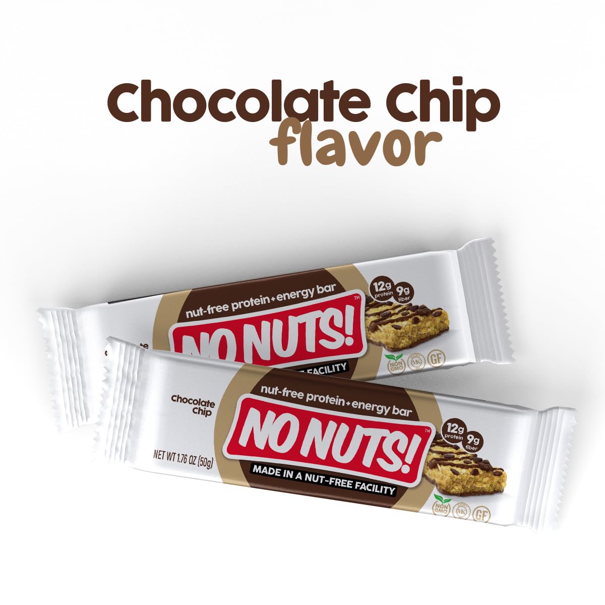 No Nuts! close-up of chocolate chips highlighting real chocolate taste benefits