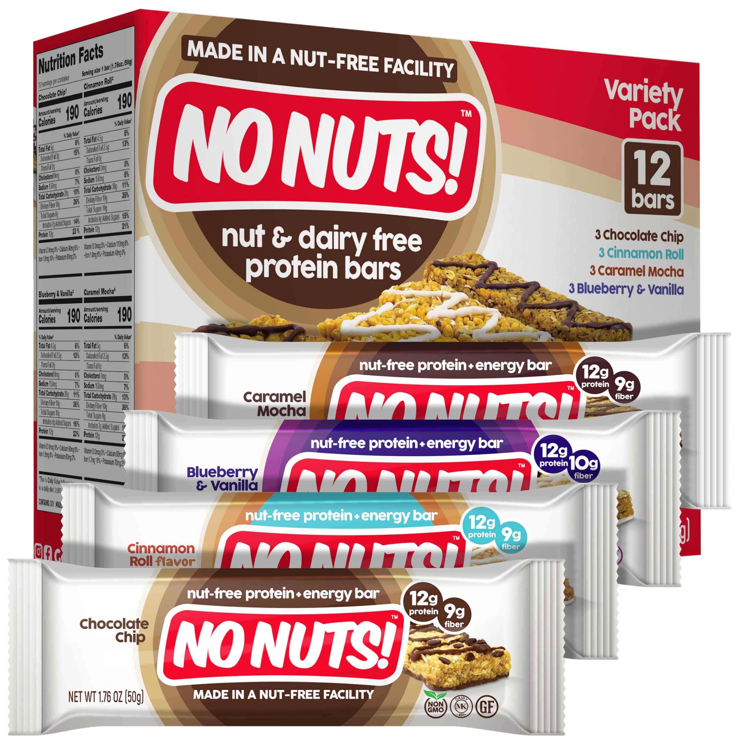 No Nuts! Chocolate Chip close-up highlighting chocolate pieces and chewy texture benefits