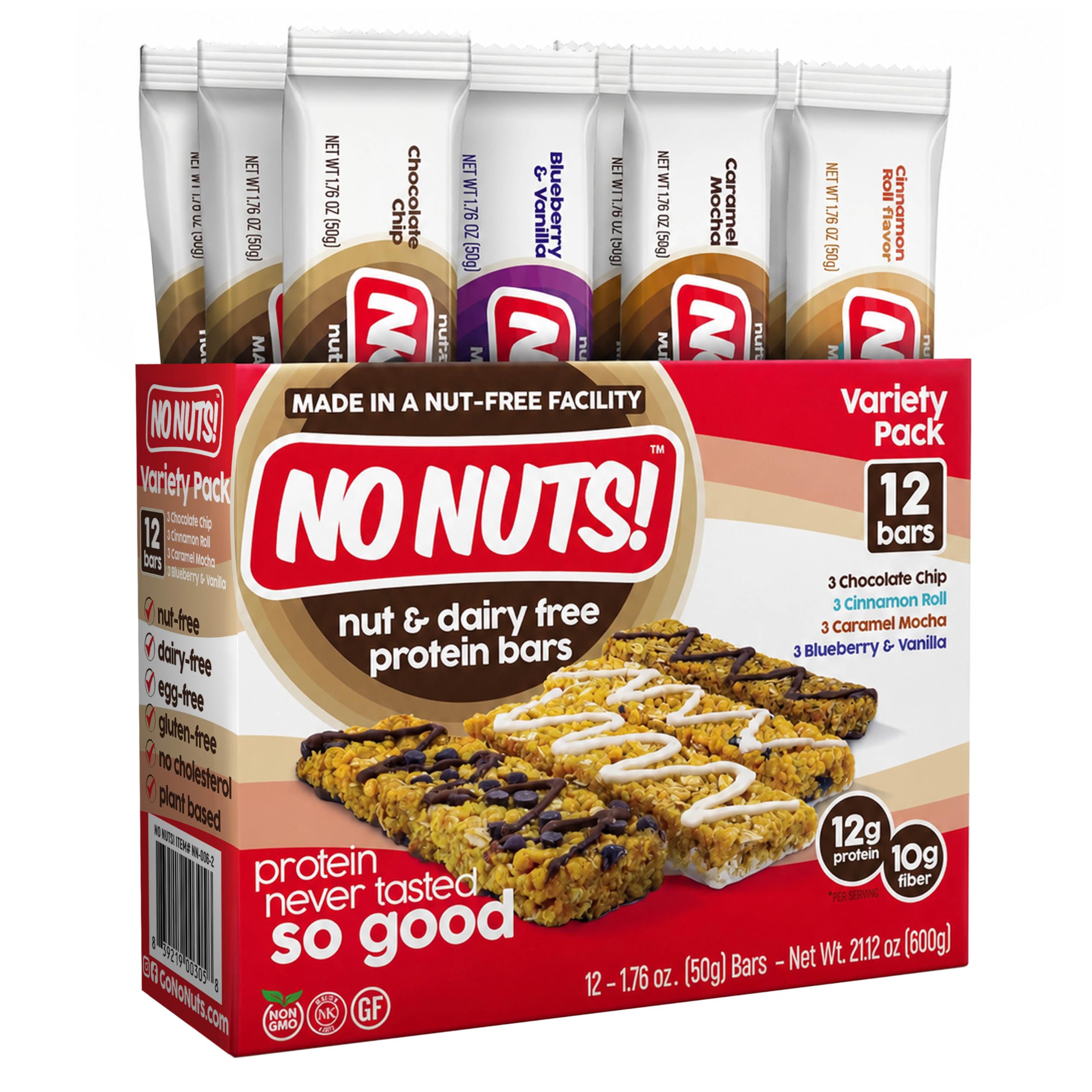 No Nuts! ingredient label and certifications displaying organic, non-GMO, kosher reassurance