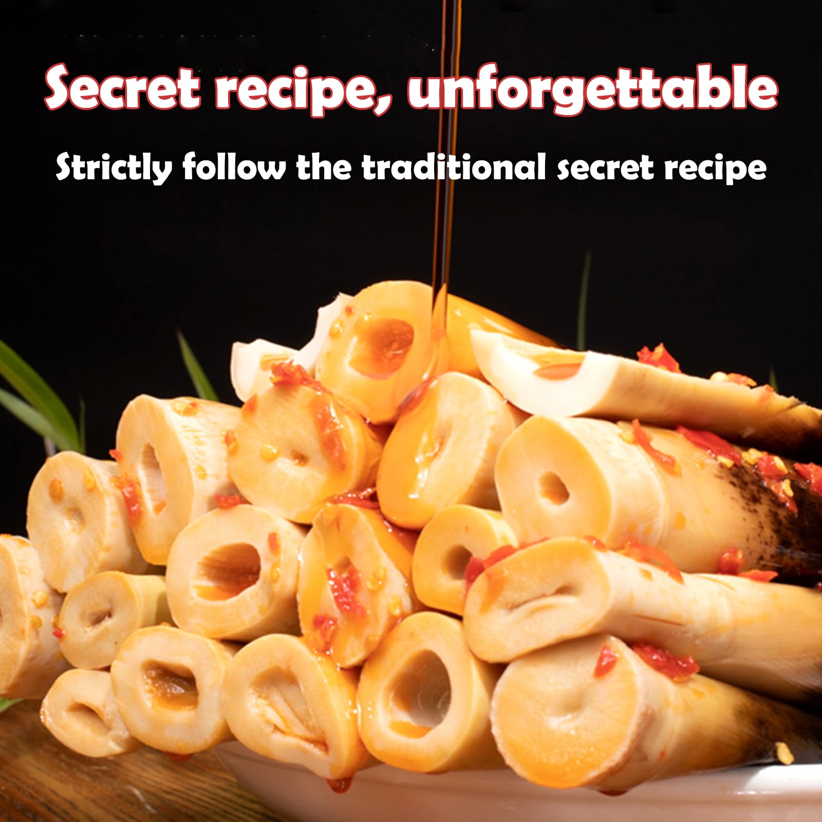 Noble Createaprototype texture detail of crisp bamboo shoot strands, highlighting crunchy tender bite benefit