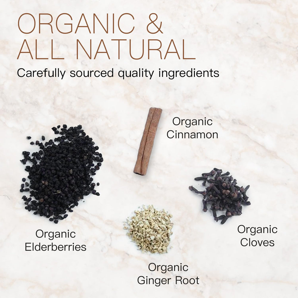 Noelle's Naturals simmering elderberry mixture in pot, illustrating straightforward preparation
