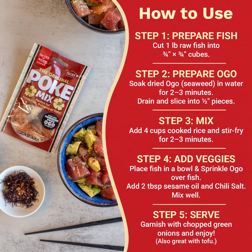 NOH ingredients label showing Ogo seaweed, Hawaiian salt, and chili pepper clarity