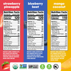 NOKA close-up texture of smoothie pouch showing smooth fruit blend and freshness