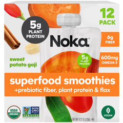 NOKA front packaging showing Sweet Potato Goji 12-pack and convenience