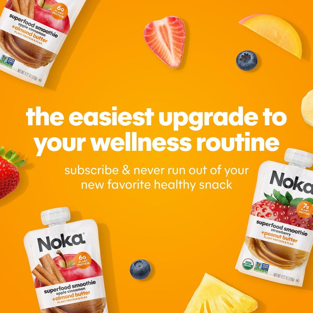 NOKA nutrition label close-up showing protein, omega-3, and ingredient transparency