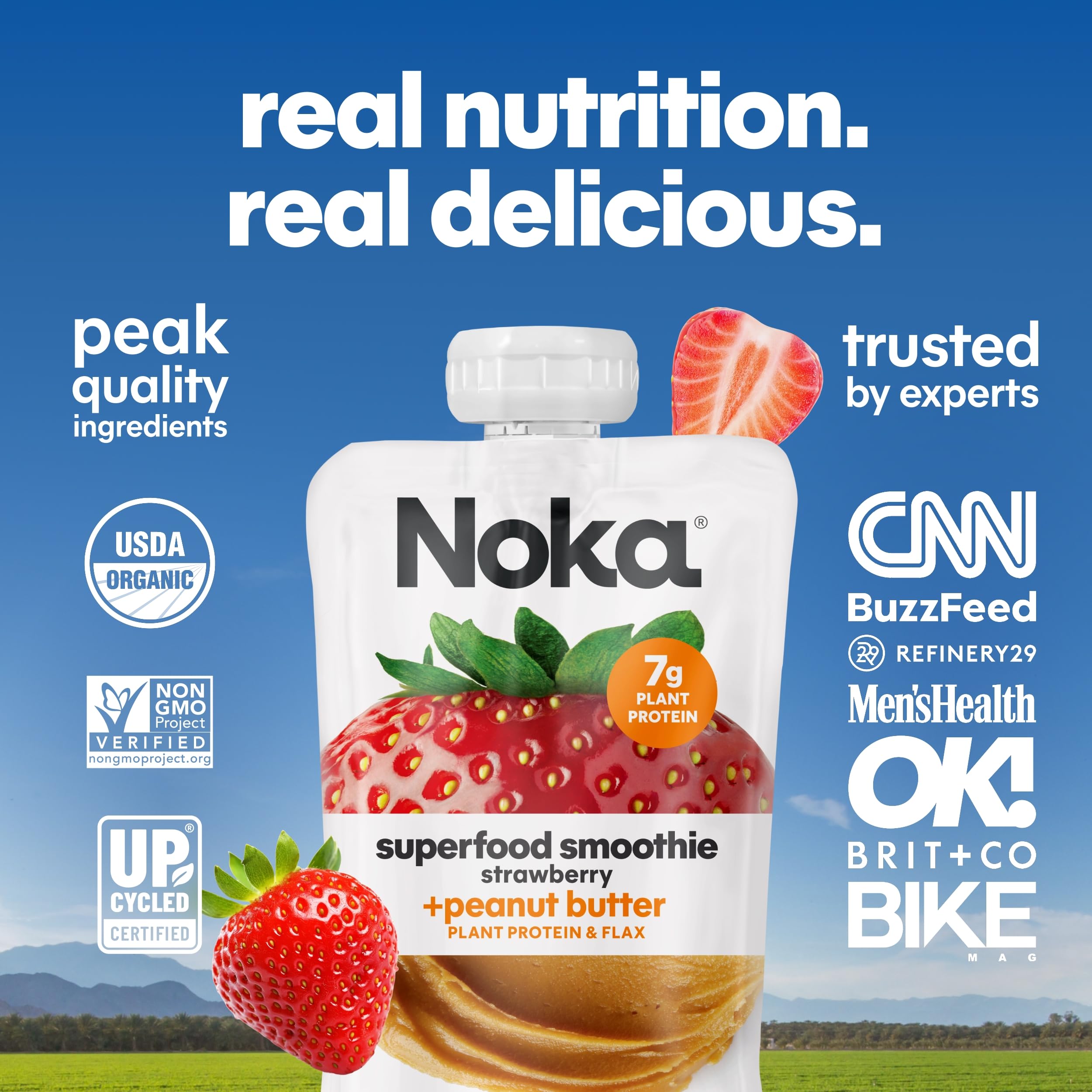 NOKA pouch beside a soda can showing compact size and portion control