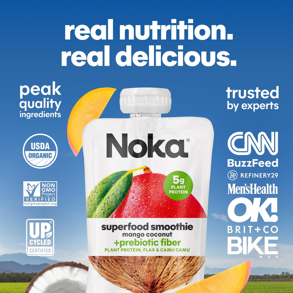 NOKA pouch in backpack showing on-the-go snack readiness