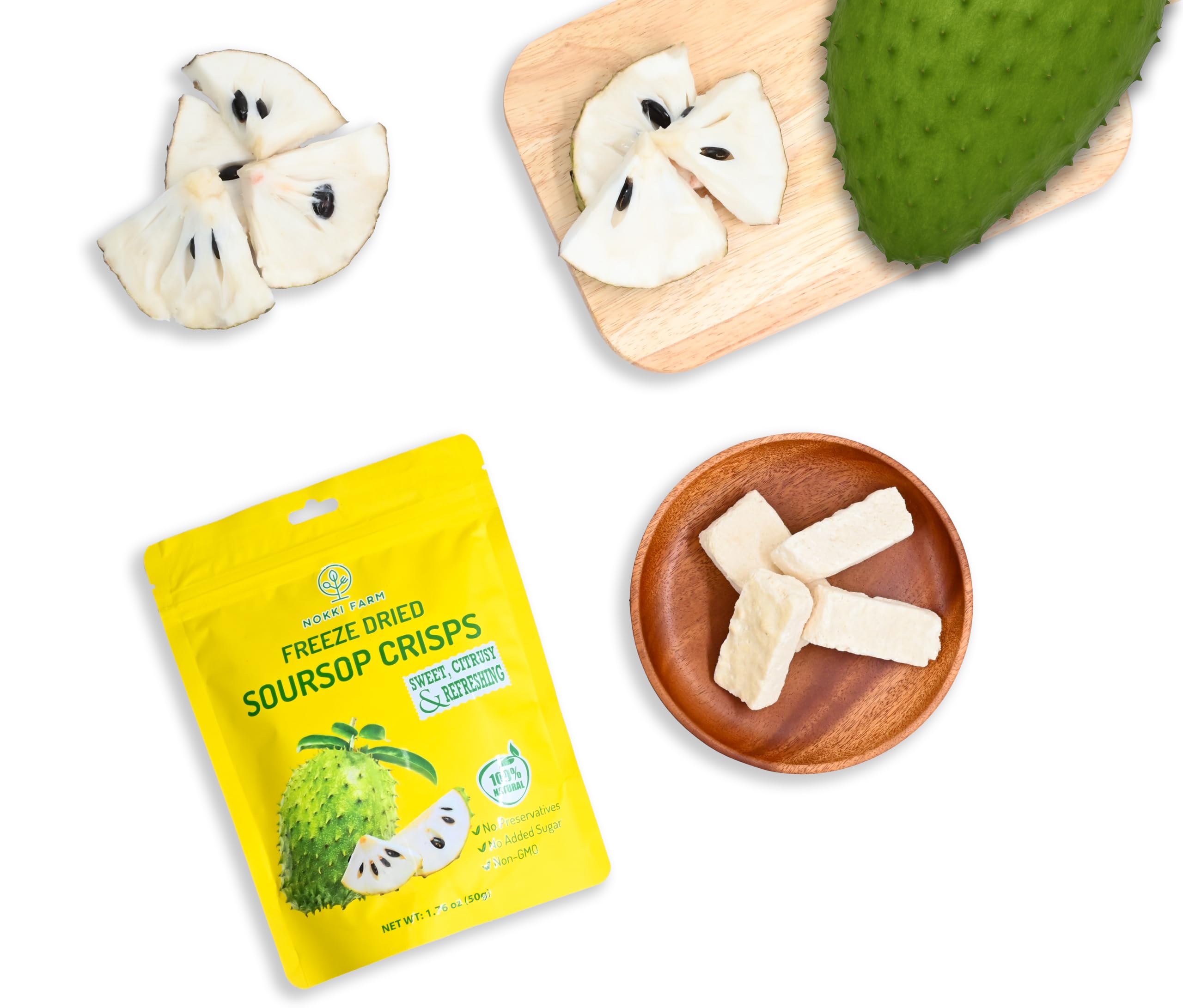 NOKKI FARM soursop chunks in bowl as healthy topping and snack