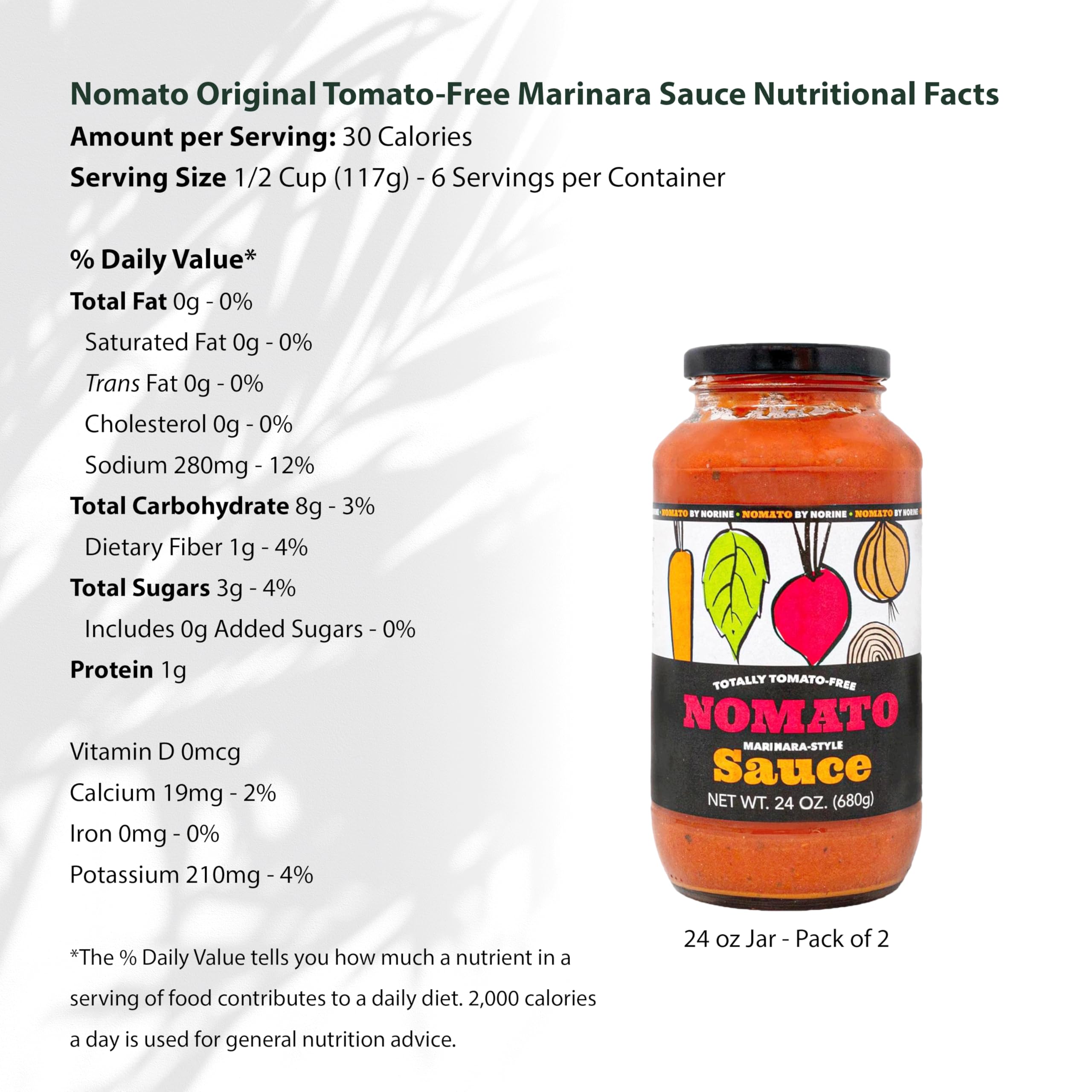 Nomato next to ruler showing 24 oz bottle size for portion and storage planning