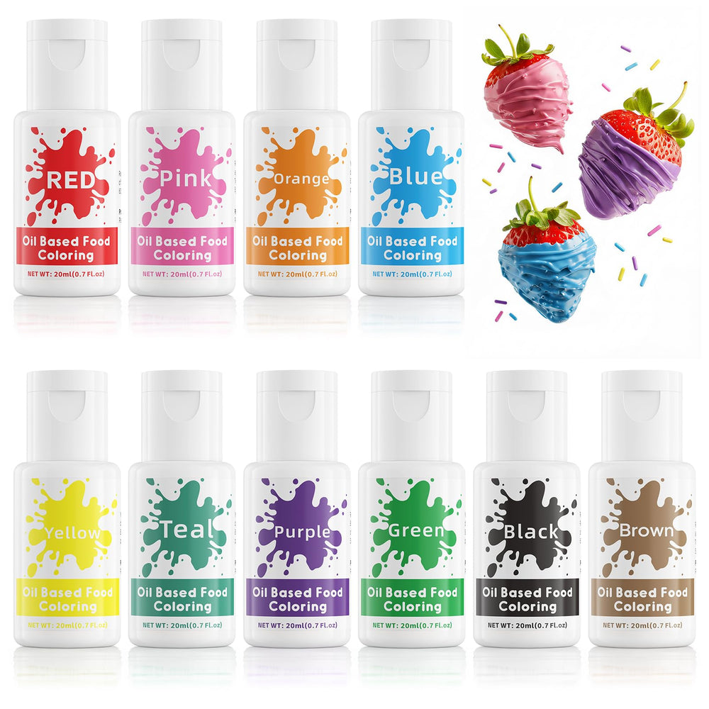 Nomeca front packaging showing ten 20ml bottles and vibrant color range for accurate chocolate color work