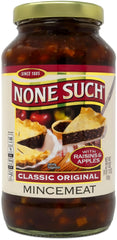 None Such front label 27 ounce jar showing classic mincemeat branding and convenience