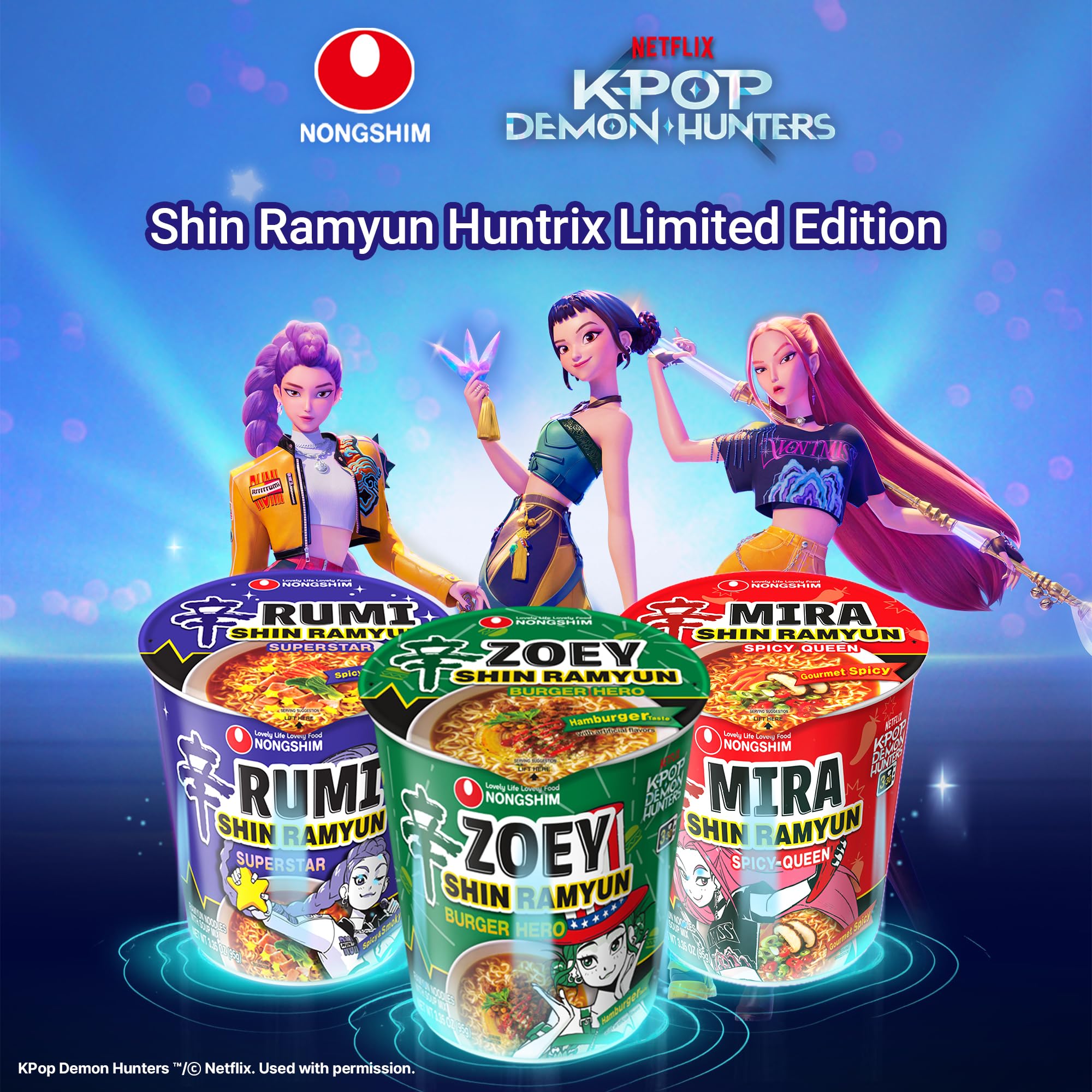 Nongshim Burger Hero cup next to a hand for size comparison and single-serve portability