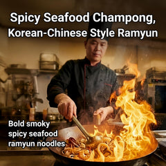 Nongshim thick noodle texture highlighting chewy bite benefit