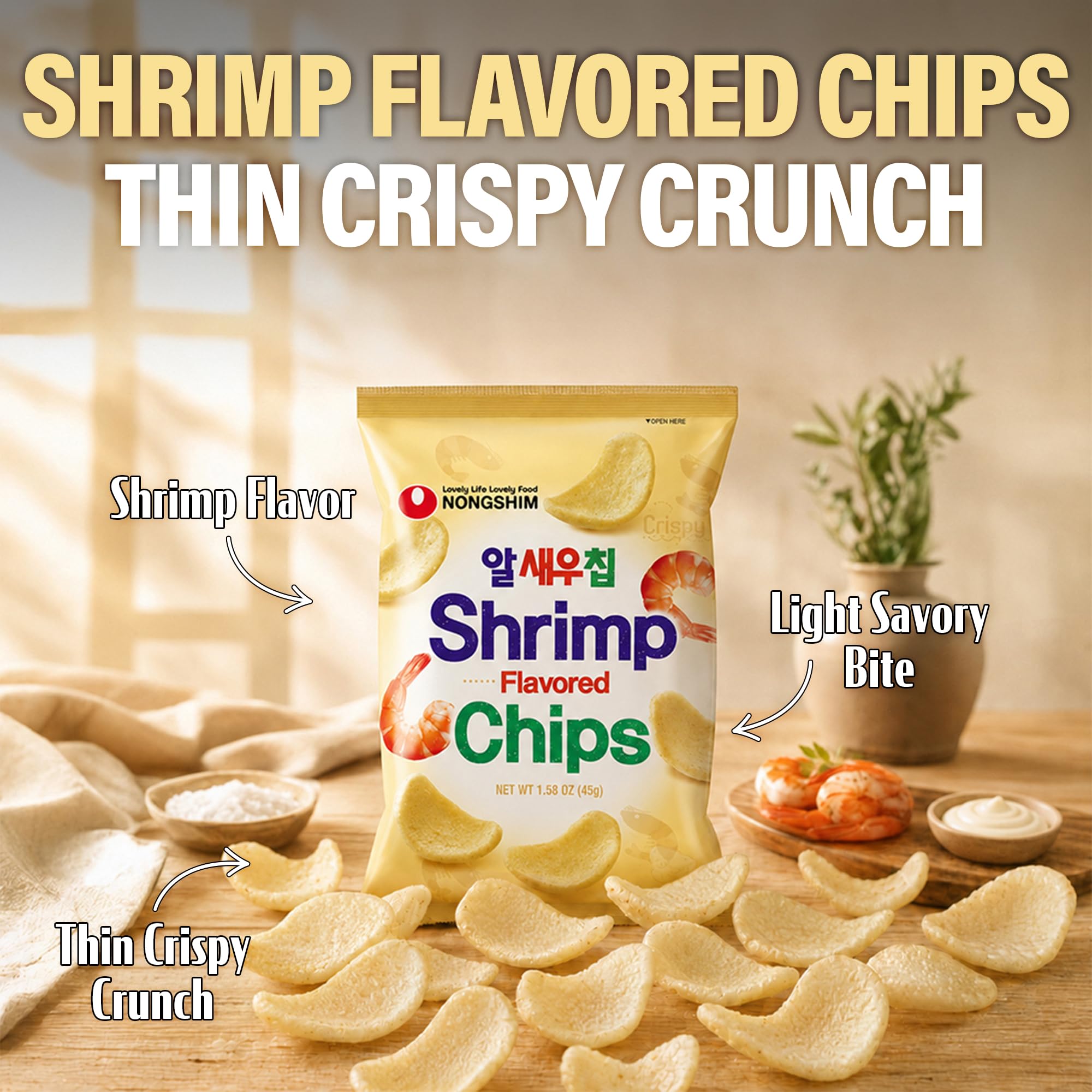 Nongshim variety pack contents laid out to display individual snack types and choices