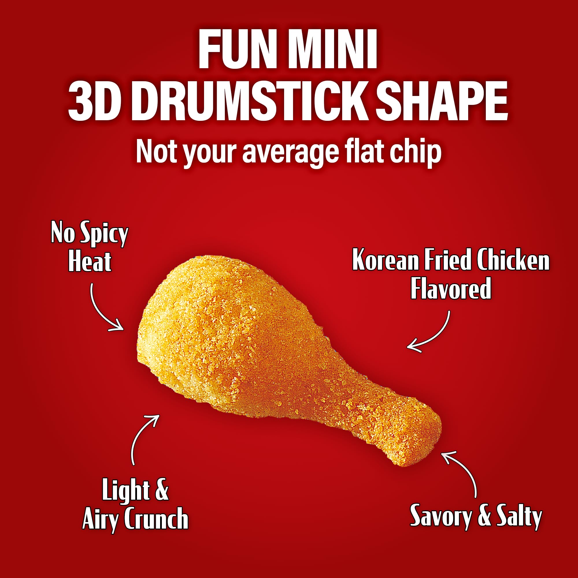 Nongshim Dakdari Drumpops close-up texture highlighting airy crisp