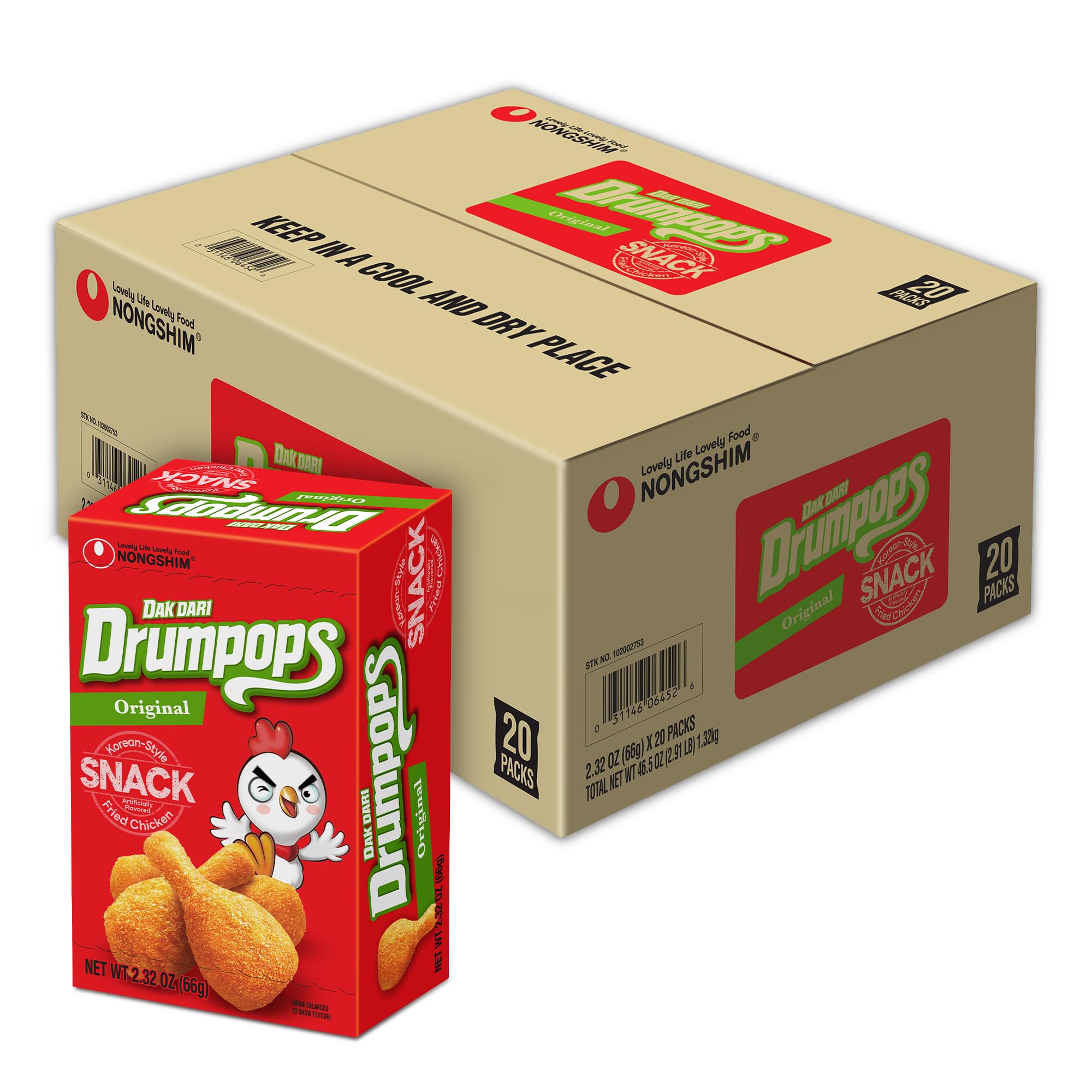Nongshim Dakdari Drumpops front packaging showing brand and convenience