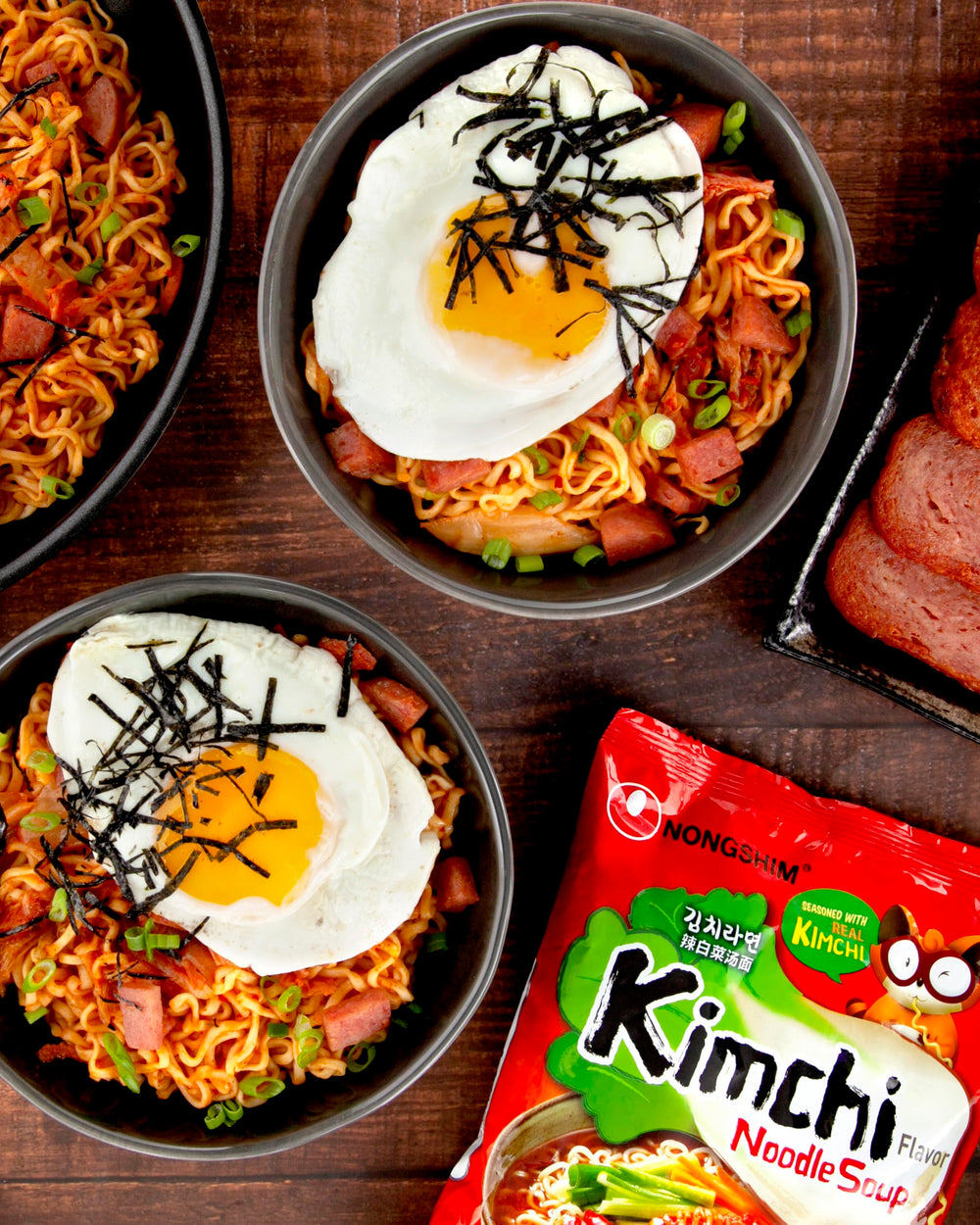 Nongshim noodle close-up highlighting chewy texture that soaks up kimchi broth