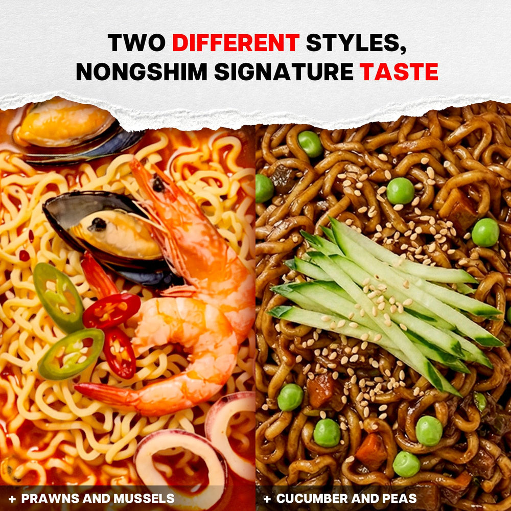 Nongshim served Chapaguri bowl with steak and scallions for hearty meal