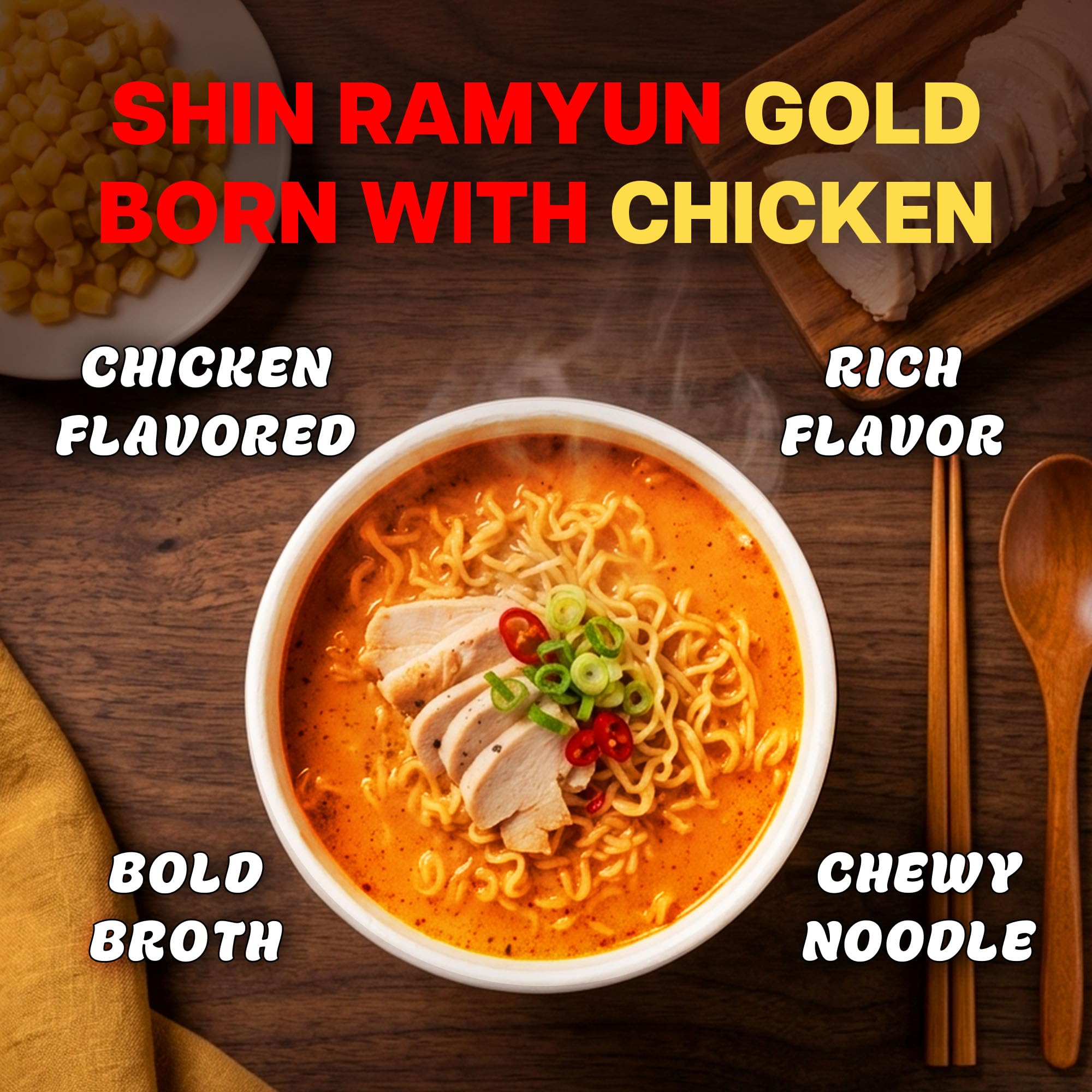 Nongshim open bowl overhead displaying noodles and broth for quick meal