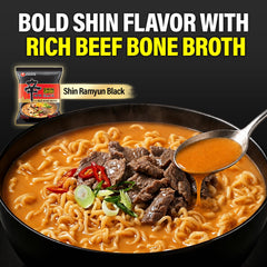 Nongshim Shin Ramyun Black noodle texture close-up showing springy chew and quality