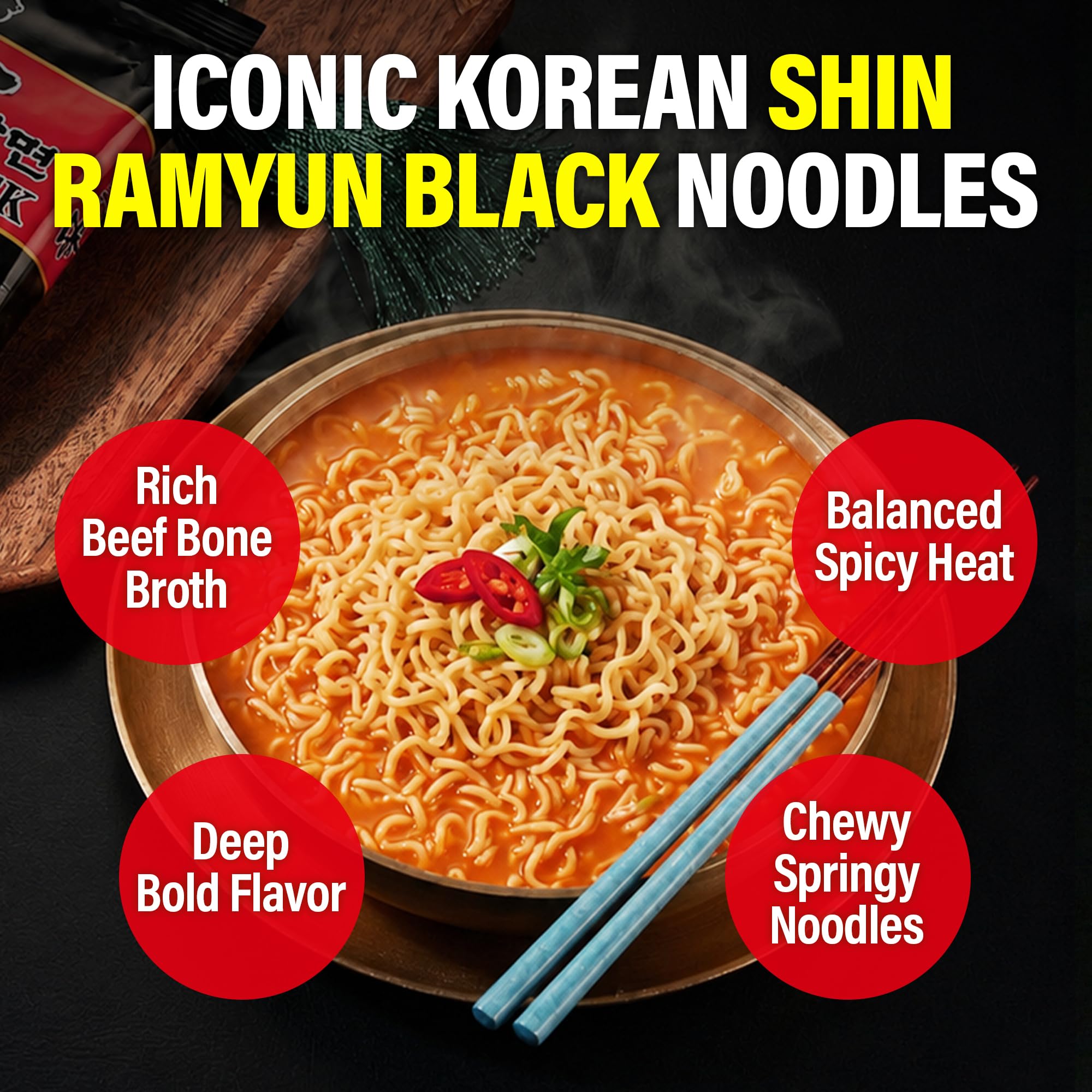 Nongshim Shin Ramyun Black open cup top view highlighting quick-prep convenience