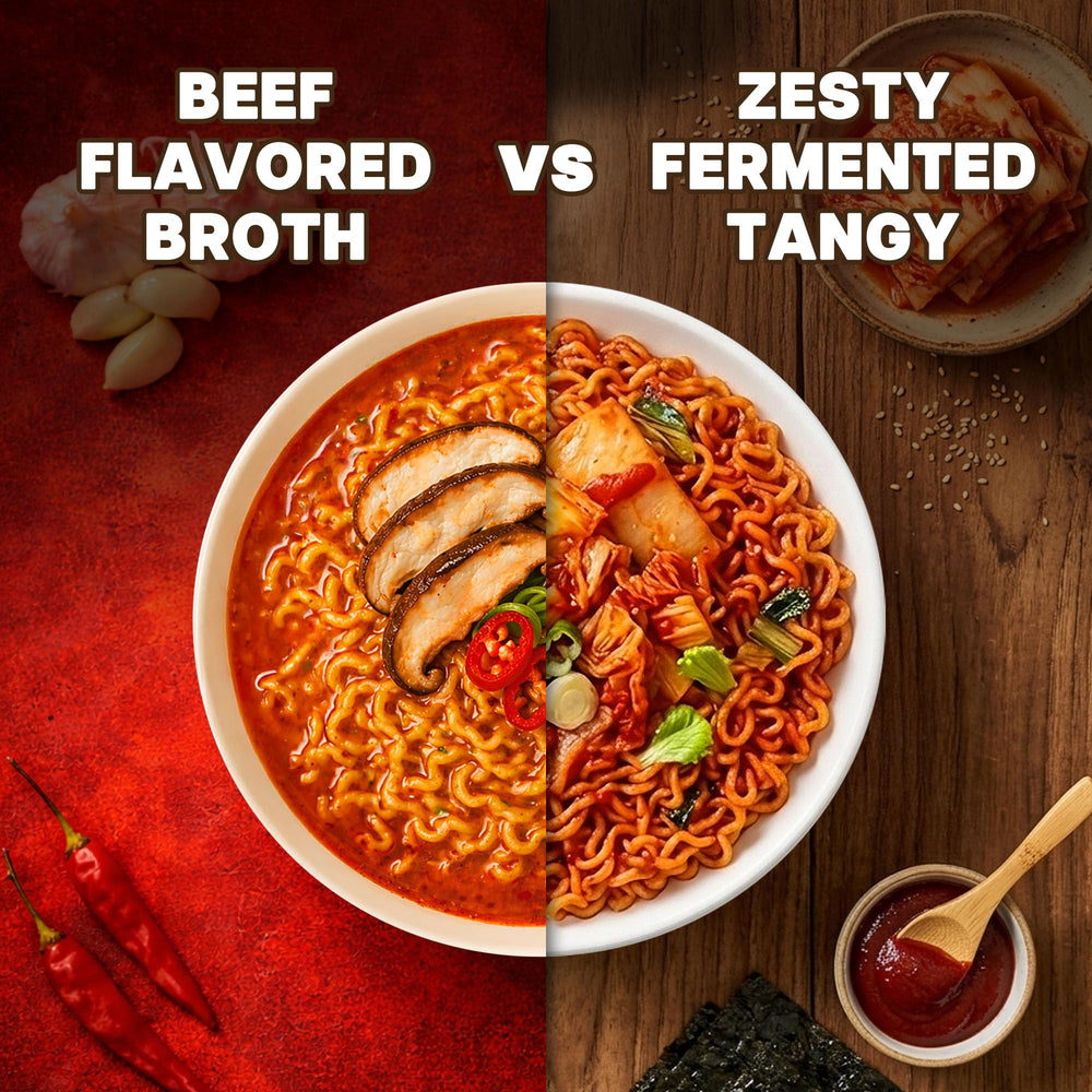 Nongshim Shin Ramyun steaming bowl close-up demonstrating rich spicy broth benefit