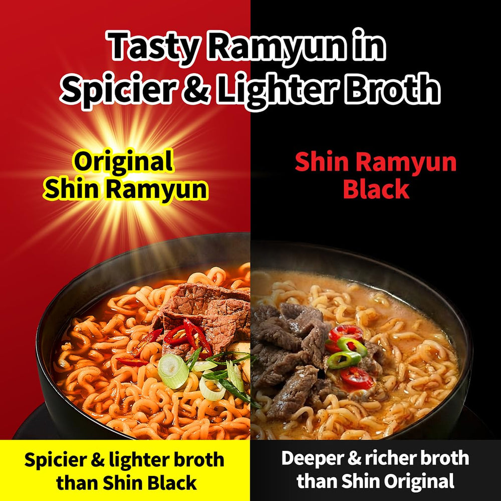 Nongshim Shin Ramyun bowl toppings with shiitake carrots scallions for texture
