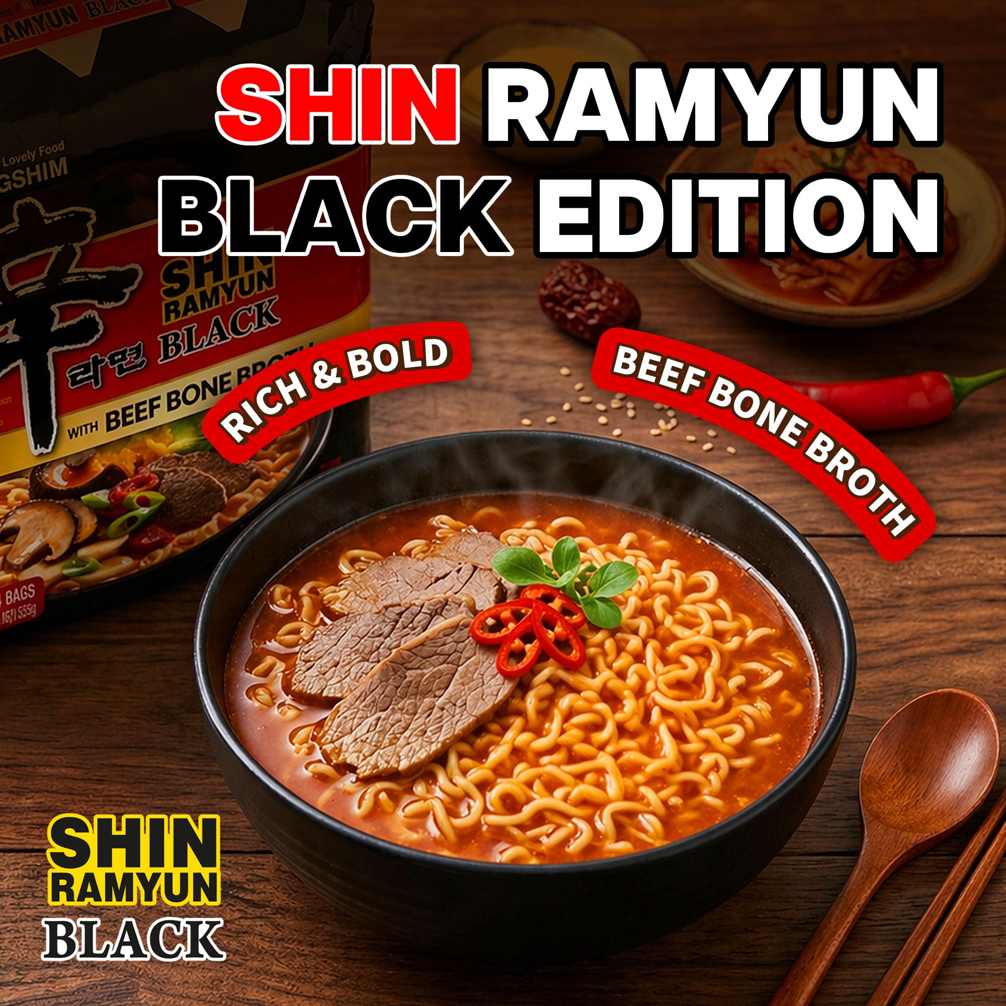 Nongshim noodle texture close-up emphasizing springy chew and firm bite