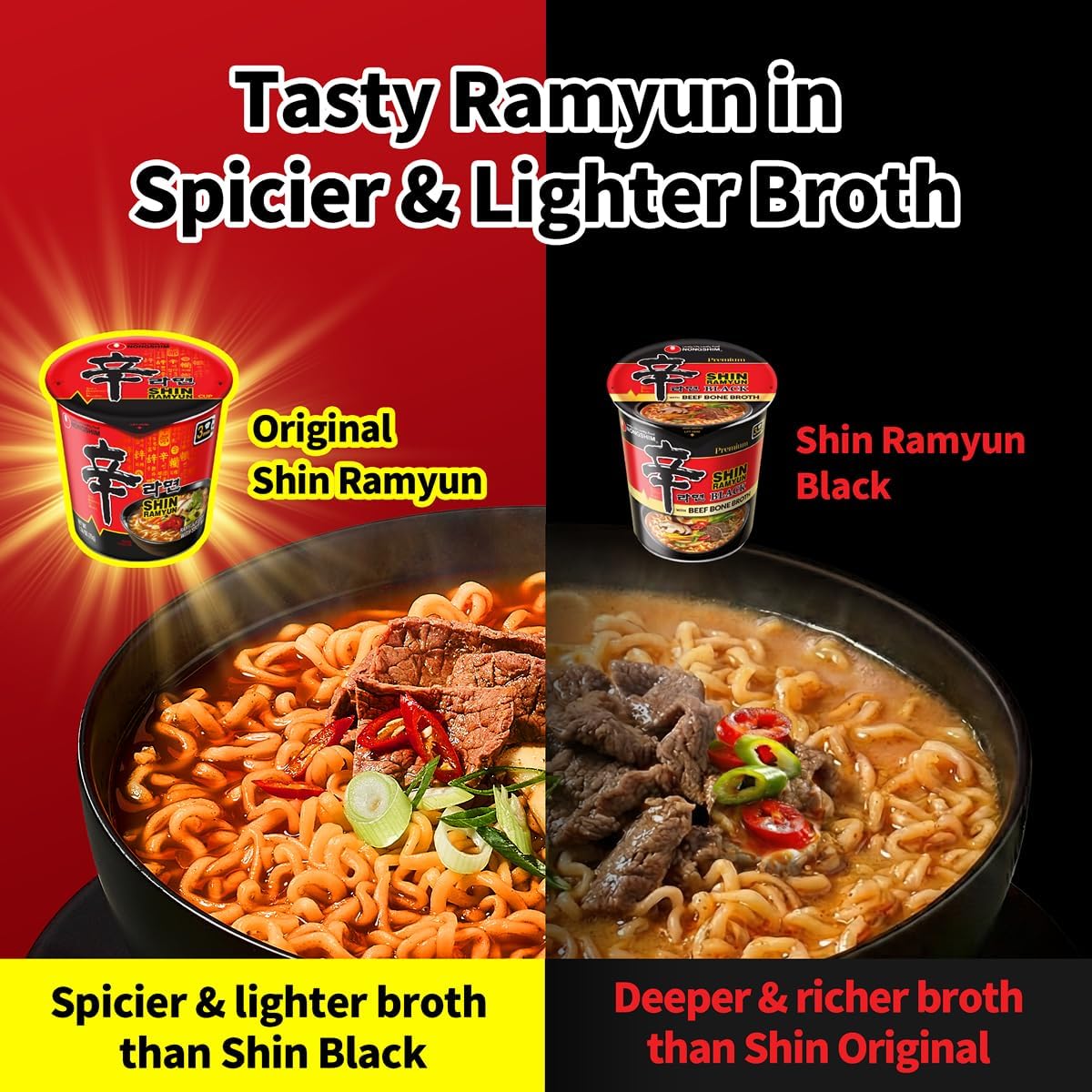 Nongshim served in bowl on table suggesting ready-to-eat meal and satisfying portion
