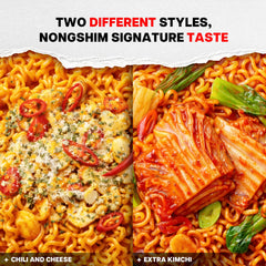 Opened box with individual Nongshim seasoning packets and noodles showing portion convenience