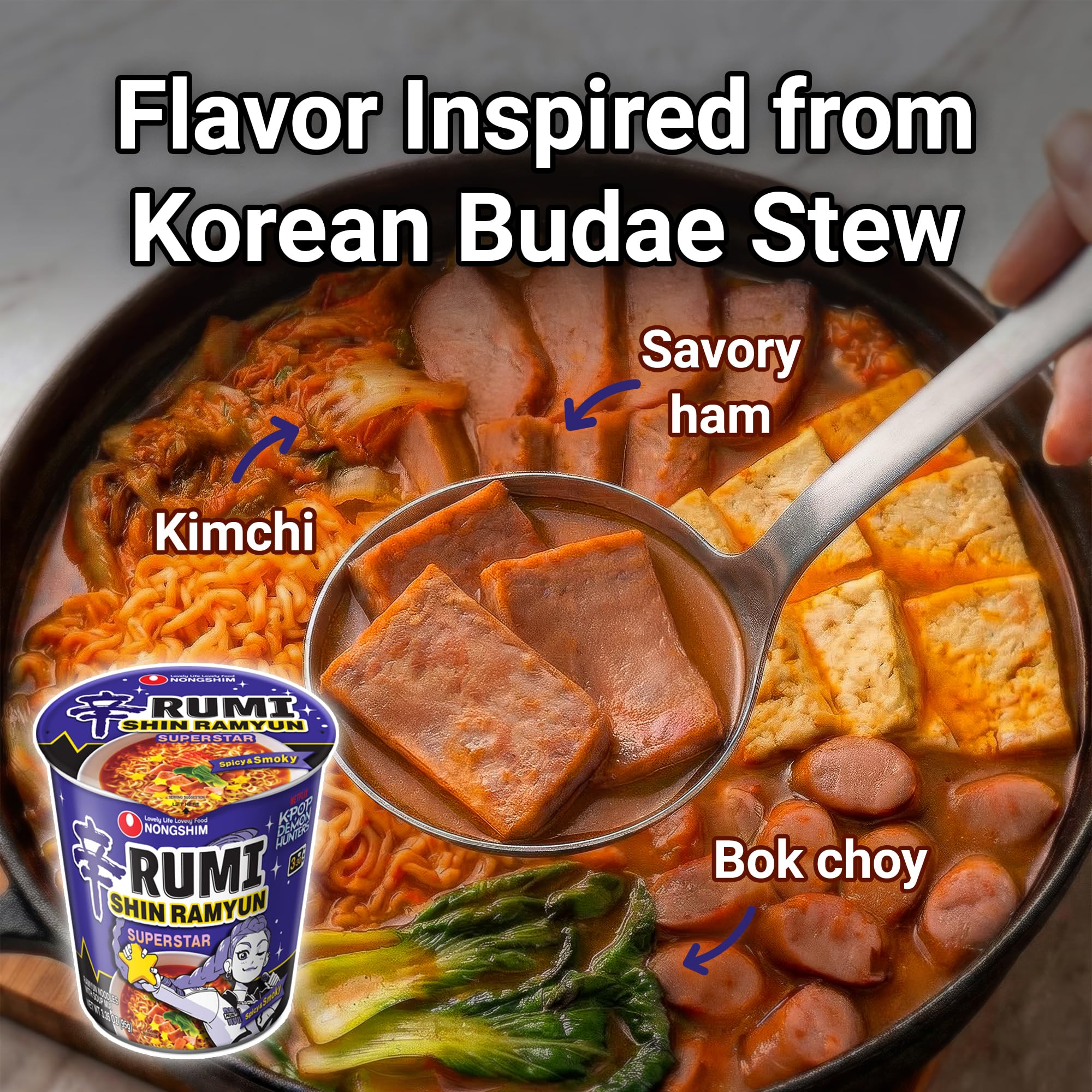 Nongshim Shin Ramyun Superstar noodle texture closeup highlighting springy chew benefit