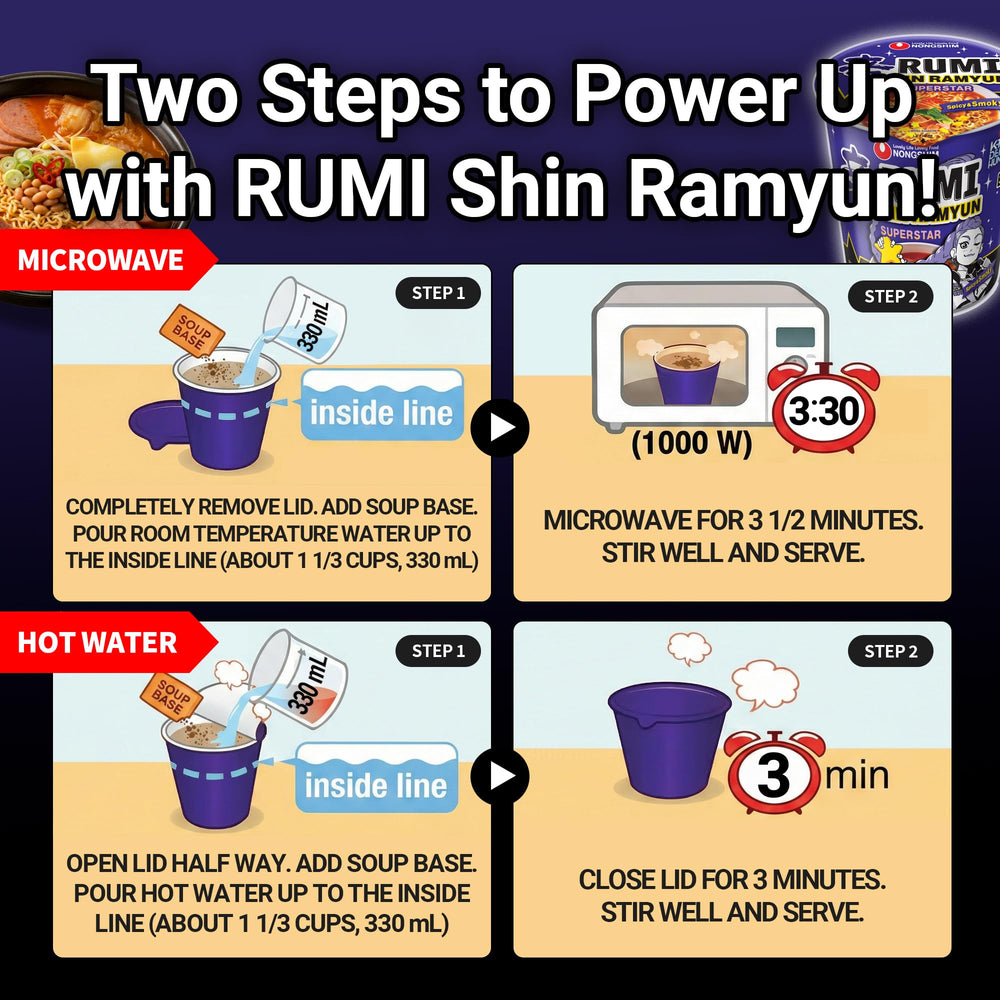 Nongshim Shin Ramyun Superstar served in bowl in lifestyle scene for ready-to-eat appeal
