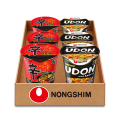 Nongshim front packaging showing the six-count variety pack and easy convenience
