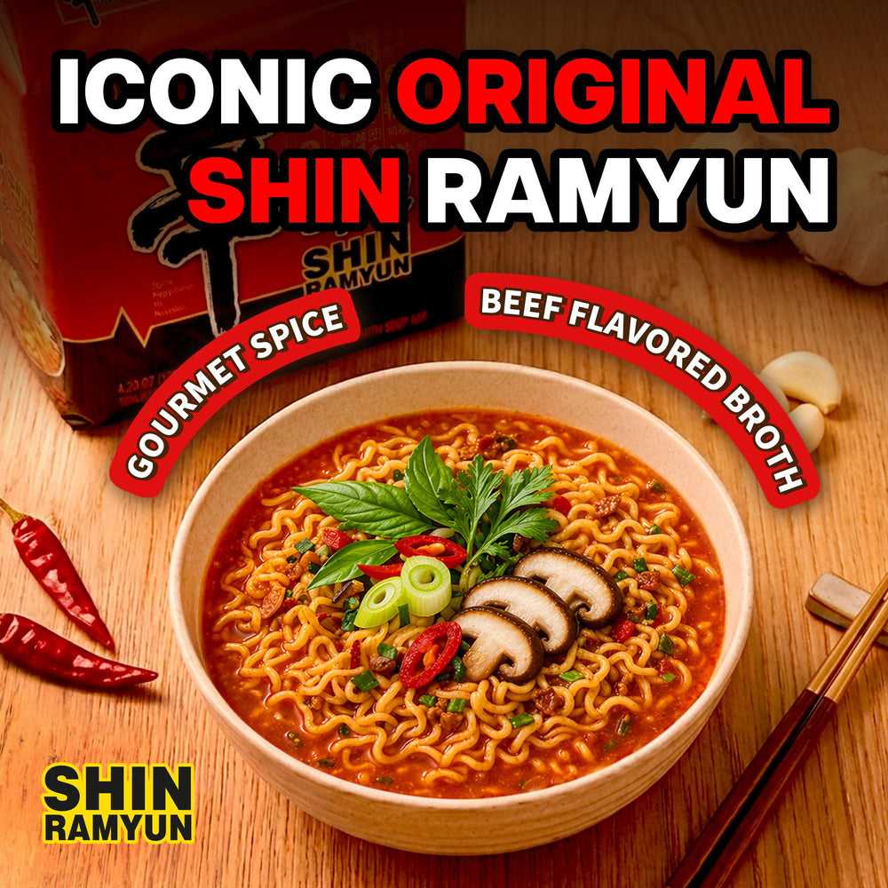 Nongshim Shin Toomba plated stir-fry noodles showcasing creamy spicy sauce